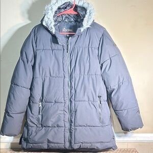 Big Chill Women's and Women's Plus Wide Quilted Puffer Coat Faux Fur Hood, XL